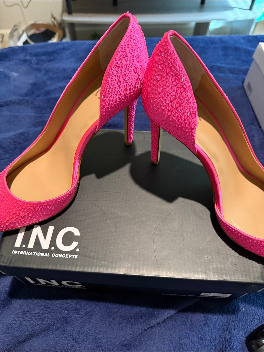 INC International Concepts Bright Pink Crystal-Studded Pointed-Toe Pumps - Picture 3 of 9